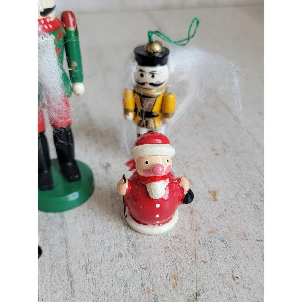 Nutcracker mini vintage Santa Claus figure ornament Xmas set Unique Home